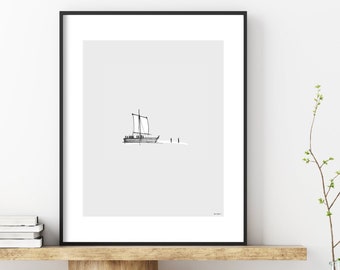 Walk on Water, DIGITAL PRINT!, (Peter and Jesus), Jesus Art, Bible Art, WALL Art, Bible Sketches