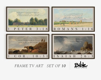 Bible Verse Frame TV Art, Set of 10, Verses Memorization, Scripture Art, 4K Bordered, DIGITAL DOWNLOAD, Samsung tv Vintage Paintings, Set A