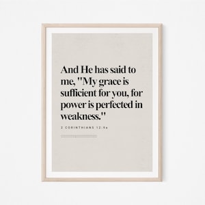 2 Corinthians 12:9, Bible Verse, Modern Bible, Scripture Wall Art, Christian Wall Art, Faith Print, Sufficient Grace, DIGITAL Print, Jesus