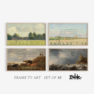 Bible Verse Frame TV Art, Set of 10, Verses Memorization, Scripture Art, 4K, DIGITAL DOWNLOAD, Samsung tv Vintage Paintings, esv, Set A