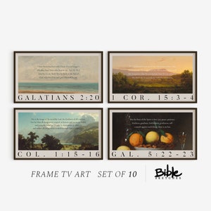 Bible Verse Frame TV Art, Set of 10, Verses Memorization, Scripture Art, 4K Bordered, DIGITAL DOWNLOAD, Samsung tv Vintage Paintings, Set B