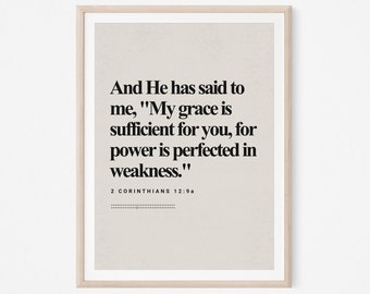 2 Corinthians 12:9, Bible Verse, Modern Bible, Scripture Wall Art, Christian Wall Art, Faith Print, Sufficient Grace, DIGITAL Print, Jesus