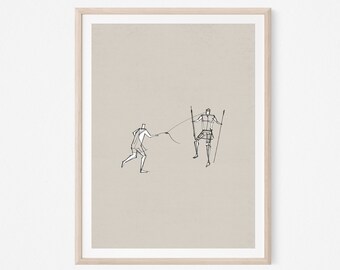 David and Goliath, DIGITAL PRINT, Jesus Art, Bible Sketches, Jesus Print, Bible POSTER, Old Testament Print, King David, Jerusalem