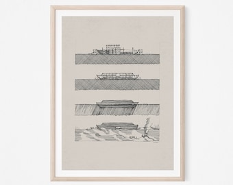 Noah's Ark Sketches, DIGITAL PRINT, Bible Art, Bible Poster, WALL Art, Bible Story Poster, Noah Boat, Ark, Ship, Nautical, Scripture Art