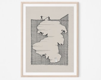 Daniel in the Lions' Den, DIGITAL PRINT!, Daniel 6, King Darius and Daniel, Bible Poster, Bible Wall ART, Scripture Art, Lion's Den, Prayer