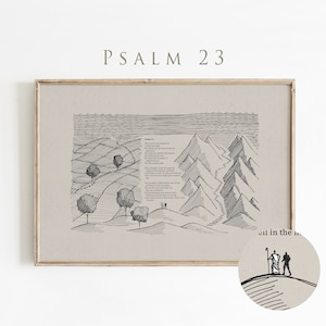 Psalm 23 Art, DIGITAL PRINT!!, The Lord is my Shepherd, Bible WALL Art, Bible Poster, Jesus Art, Old Testament Artwork, Bible Print