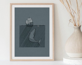 Jonah and the Fish, Jesus WALL ART, Jesus Art, DIGITAL Download, Bible Poster