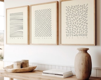 The Way the Truth the Life, DIGITAL PRINT, Homely Bible Art Set, Christian Artful Print, FAITH Wall Gift, Minimalist Christian Art Jesus