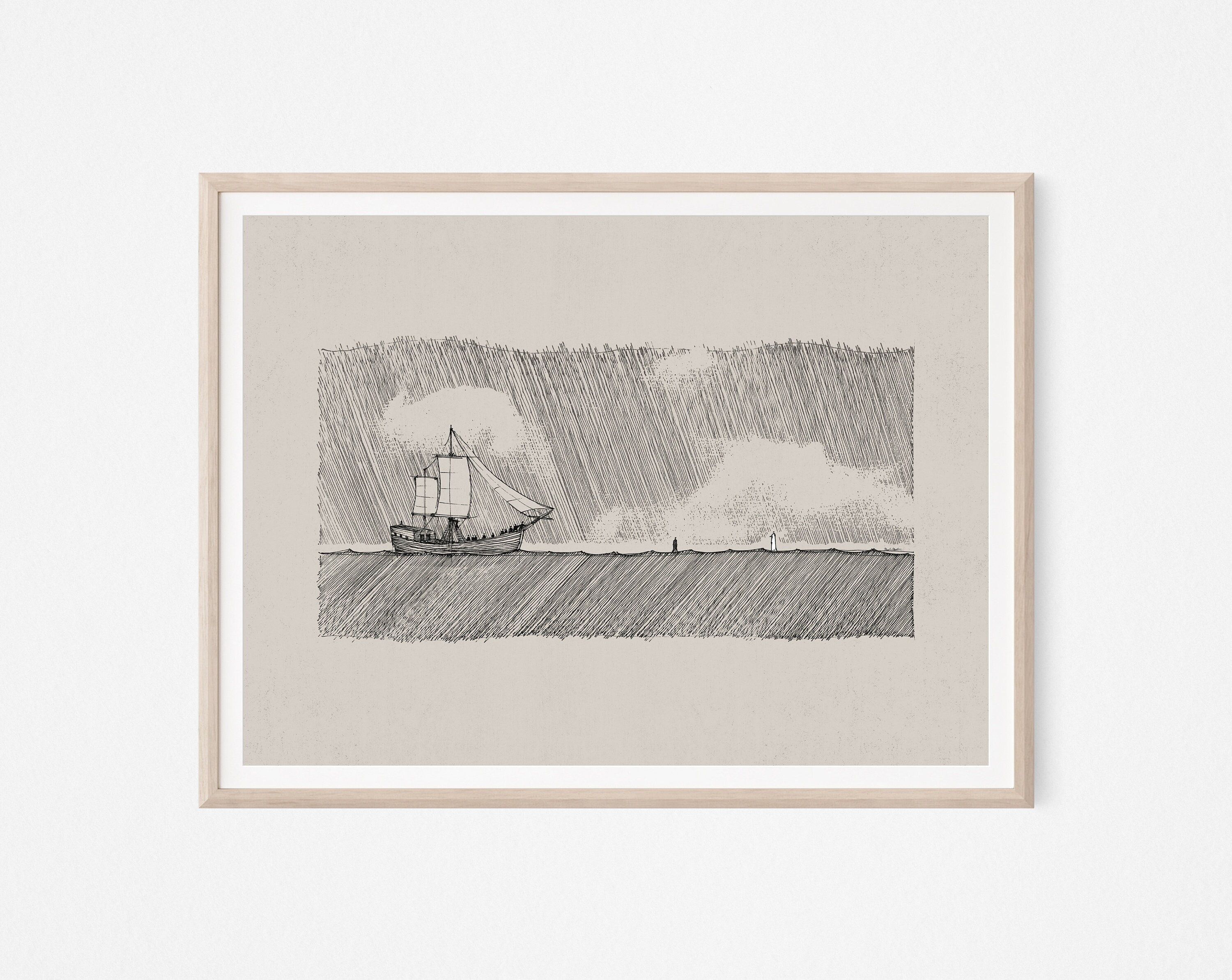 Walk on Water (Peter and Jesus), DIGITAL PRINT!!, Jesus Art, Bible Art, WALL Art, Bible Sketches