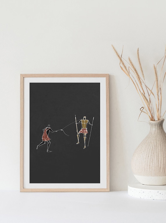 David and Goliath Print, Jesus Art, Bible Sketches, Jesus Print, DIGITAL DOWLOAD, Bible POSTER, Old Testament Print, King David, Jerusalem
