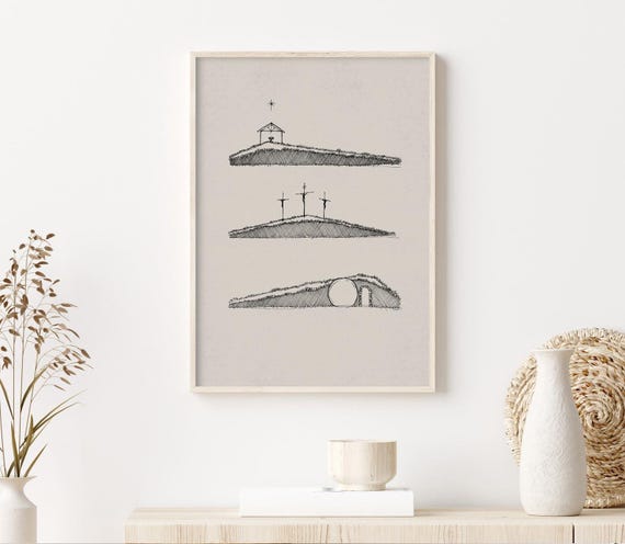 Jesus' Life, DIGITAL PRINT, Birth, Death and Resurrection, Christmas, Passover, Easter, Bible Story Print, Jesus Wall Art, Minimal Jesus Art