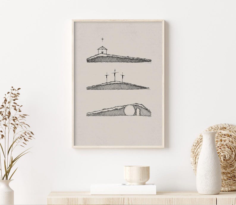 Jesus' Life, DIGITAL PRINT, Birth, Death and Resurrection, Christmas, Passover, Easter, Bible Story Print, Jesus Wall Art, Minimal Jesus Art