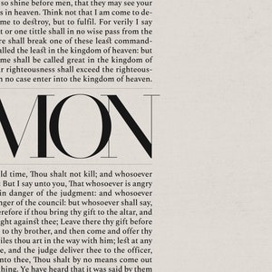Sermon on the Mount, DIGITAL DOWNLOAD, Jesus Art, Jesus Wall Art, Bible Wall Art, KJV, Beatitudes, Christ Sermon Matthew 5, 6, 7, Verses image 6