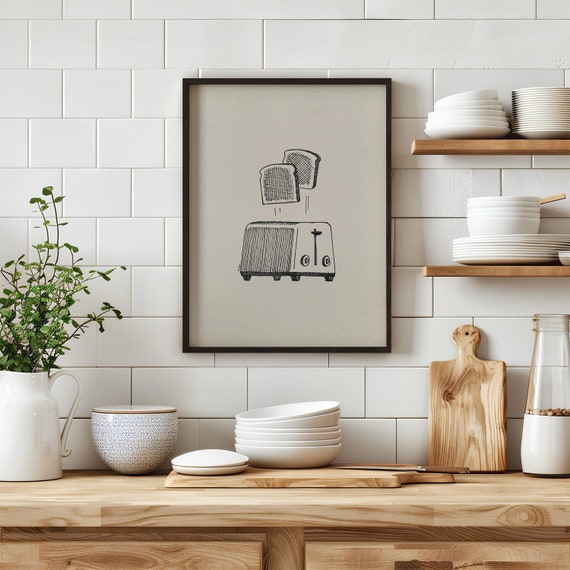 Toaster Burnt Toast Print, Kitchen Décor WALL ART, Breakfast Art, Bread Print, Home Kitchen Décor, Farmhouse Food Print, Breakfast Food Art