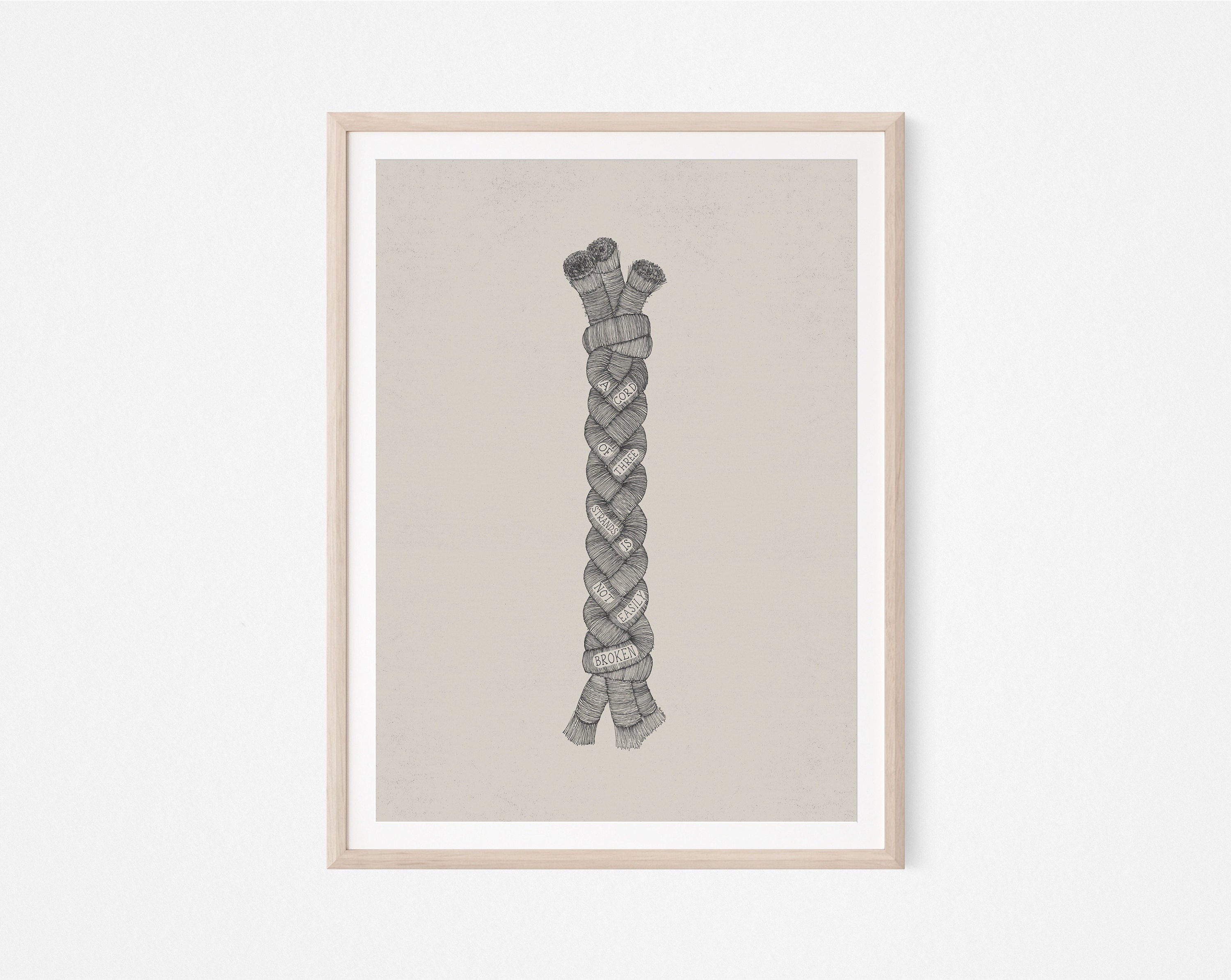Three Strands Simple A Cord of Three Strands, DIGITAL PRINT!, Ecclesiastes 4:12, Bible WALL ...