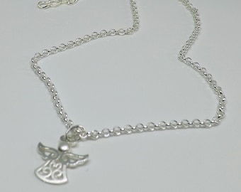 Sterling Silver Guardian Angel Charm Anklet Ankle Bracelet Memorial Anklet Gift Sterling Silver Angel Gift for Her