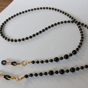 Black Onyx Gemstone Glasses Chain, Black Onyx Sunglasses Chain, Gemstone Spectacles Holder,  Simply Gemstone Range