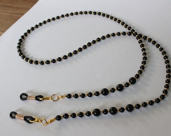 Black Onyx Gemstone Glasses Chain, Black Onyx Sunglasses Chain, Gemstone Spectacles Holder, Glasses Holder, Simply Gemstone Range