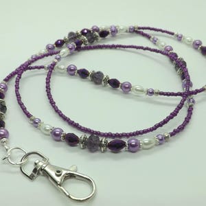 Lila Glasperlen ID Lanyard Abzeichen Halter Pass Karte Halter Halskette Schlüsselband