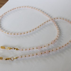 Rosenquarz Edelstein Brillenkette, Rosenquarz Sonnenbrillenkette, Edelstein Brillenhalter, Brillenhalter, Simply Gemstone Range