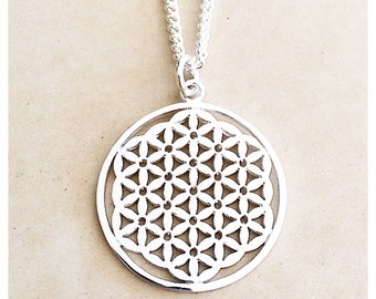 Sterling Silver Flower of Life Pendant Necklace