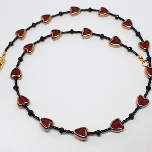 Glass Hearts Choker, Glass Heart Beads Necklace, Coloured Hearts Choker, Hearts Necklace Many Colours, Gift for Her