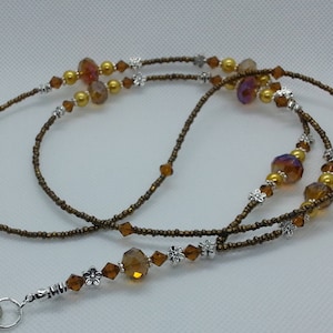 Gouden gloed"handgemaakte glazen kralen ID Lanyard Badge houder Pass kaarthouder