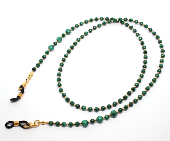 Beautiful Malachite Gemstone Glasses Chain, Malachite Beads Sunglasses Holder, Malachite Gemstone Eyeglass Strap, Simply Gemstone Range