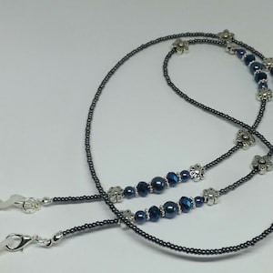 Blu Navy Toni Perle Di Vetro Fiore Fatti A Mano Occhiali Da Vista Catena Porta Occhiali Regalo Per Lei