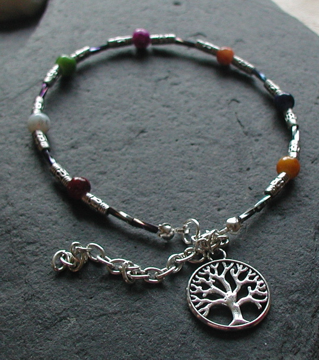 Chakra Beads Tree of Life Charm Anklet Ankle Bracelet - Etsy