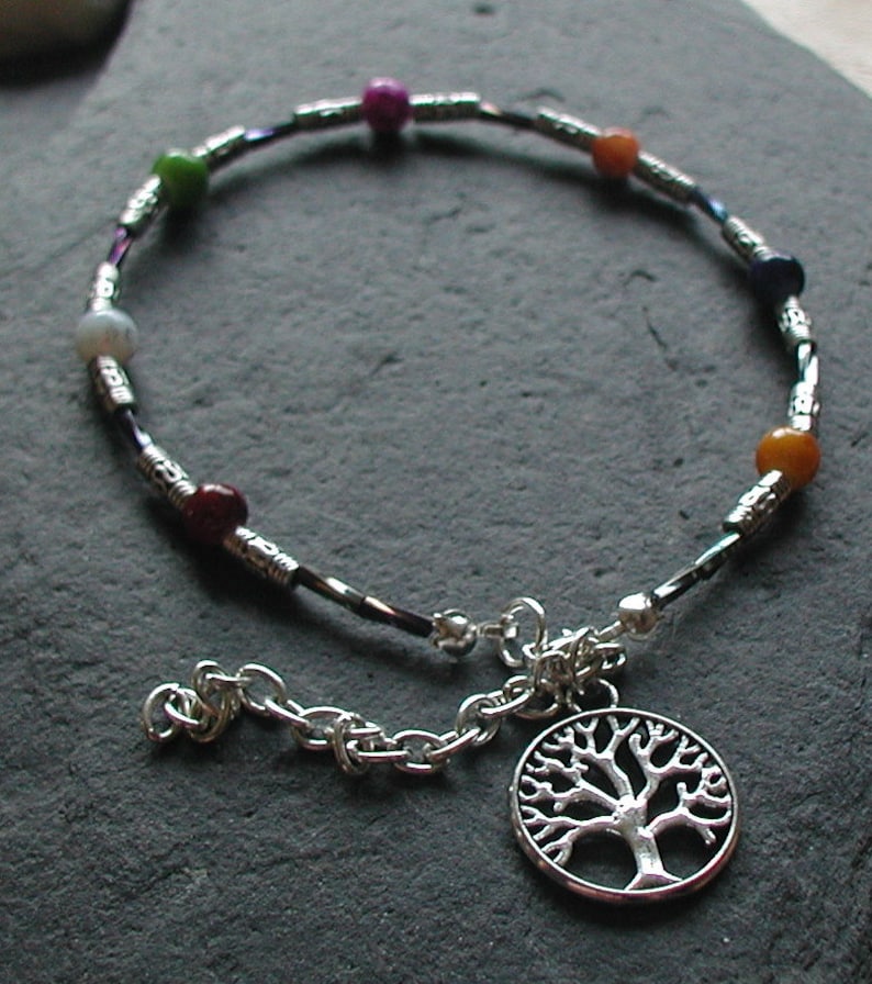 Chakra Beads Tree of Life Charm Anklet Ankle Bracelet - Etsy