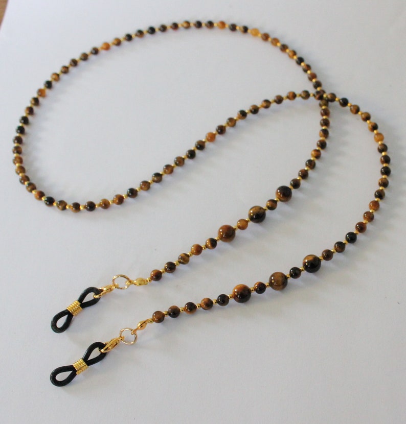 Tiger Eye Gemstone Glasses Chain, Tiger Eye Sunglasses Chain, Gemstone Spectacles Holder, Glasses Holder, Simply Gemstone Range image 3