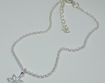 Sterling Silver Lily Flower Charm Anklet Ankle Bracelet Sterling Silver Flower Anklet Gift for Her