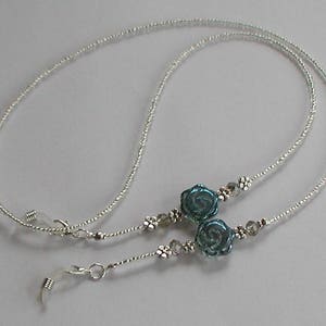 Blue Glass Flower Beads Glasses Chain Spectacles Holder Chain