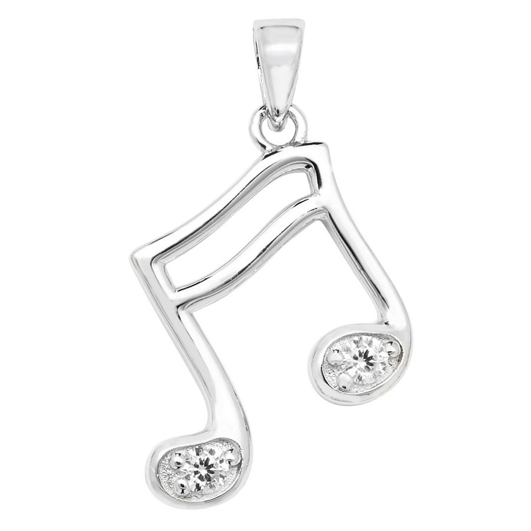 Sterling Silver Music Note Pendant Necklace Etsy UK
