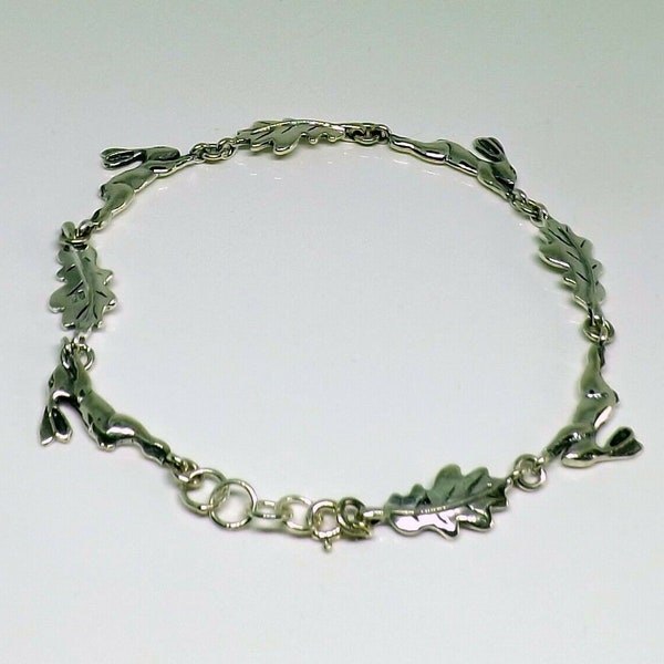 Sterling Silver Hare Oak Leaf Bracelet Hares Oak Leaves Bracelet Sterling Silver Nature Inspired Bracelet Hare Bracelet