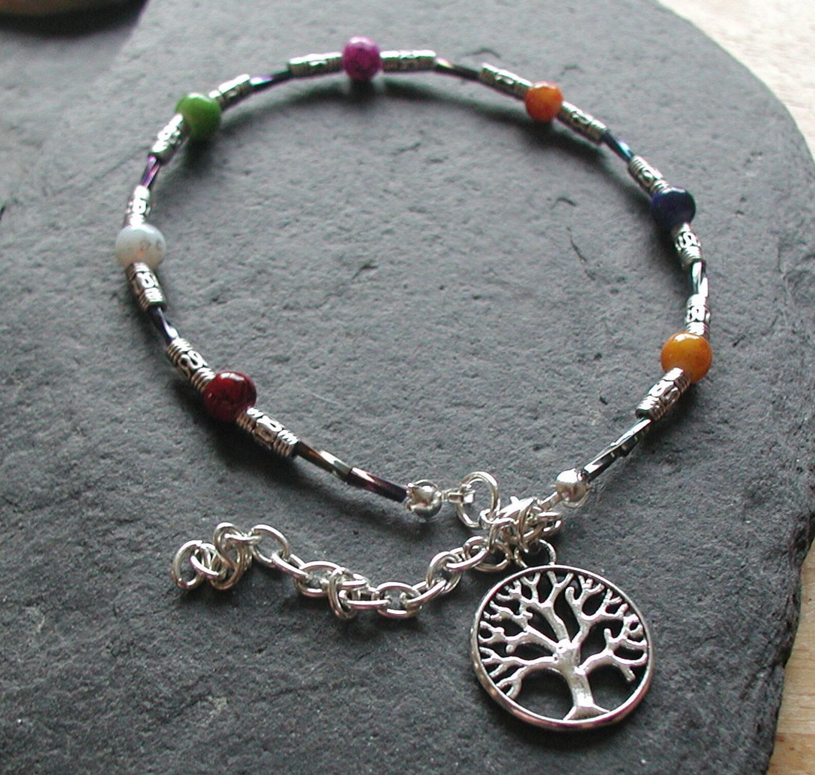 Chakra Beads Tree of Life Charm Anklet Ankle Bracelet - Etsy