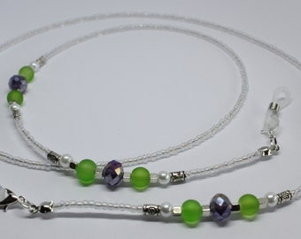 Suffragette Colours Glass Beaded Handmade Eye Glasses Chain, Suffragette Design Spectacles Holder, Sunglasses Chain, Gift For Her