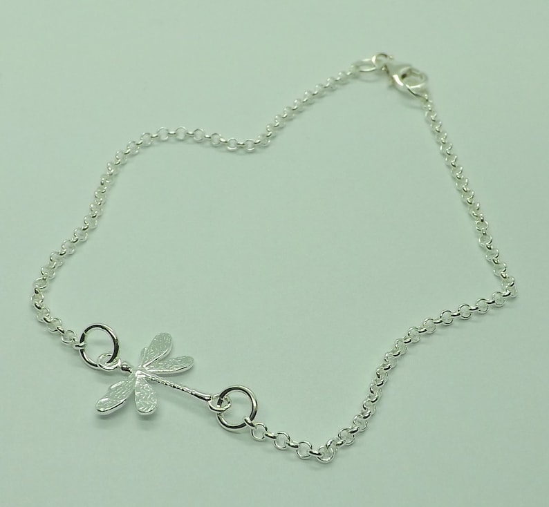 Sterling Silver Dragonfly Anklet Ankle Bracelet Sterling Silver Anklet Dragonfly Gift for Her Dragonfly Jewellery