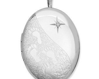 Sterling Silver Footprints Locket Christian Jewellery Christian Locket