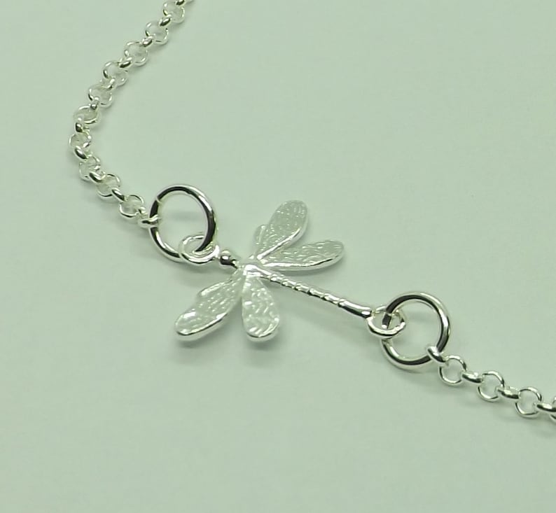 Sterling Silver Dragonfly Anklet Ankle Bracelet Sterling Silver Anklet Dragonfly Gift for Her Dragonfly Jewellery
