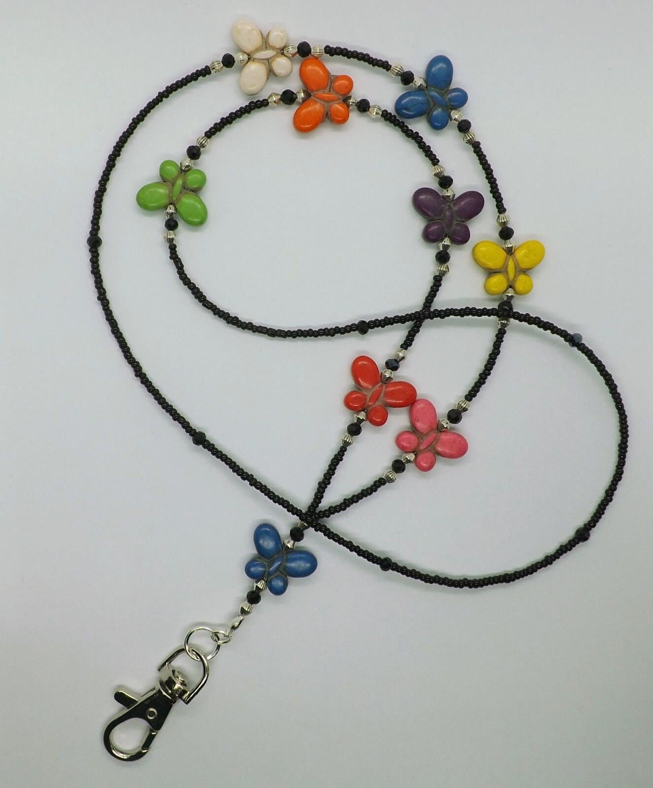 BUTTERFLY Badge Holder, Butterfly Lanyard, Blue Butterfly Lanyard - View #3