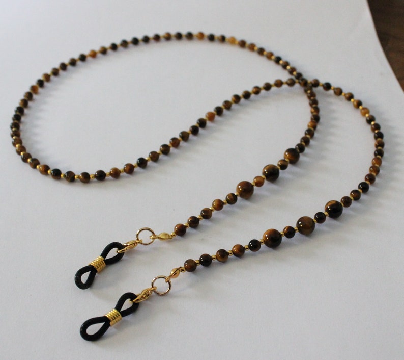 Tiger Eye Gemstone Glasses Chain, Tiger Eye Sunglasses Chain, Gemstone Spectacles Holder, Glasses Holder, Simply Gemstone Range image 2