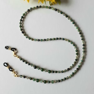 Grüne Moos Achat Edelsteine, Brillenkette, Sonnenbrillen Kette, Edelstein Perlen Brillenhalter, Brillenhalter mit Edelstein Perlen