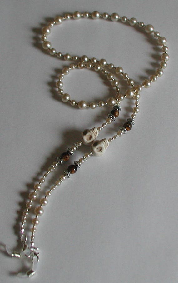 Glass Pearl Beads Tiger Eye Gemstone Beads White Skull Glasses