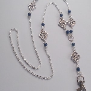 Handmade Lapis Lazuli Gemstone Celtic Knots ID Lanyard Badge Holder