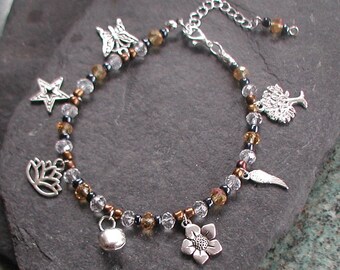 Hippy Festival Charms Anklet Glass Beads Handmade Anklet Ankle Bracelet