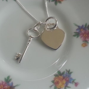 Sterling Silver Key to My Heart Necklace Sterling Silver Key Heart Pendant