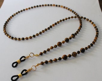 Tiger Eye Gemstone Glasses Chain, Tiger Eye Sunglasses Chain, Gemstone Spectacles Holder, Glasses Holder, Simply Gemstone Range