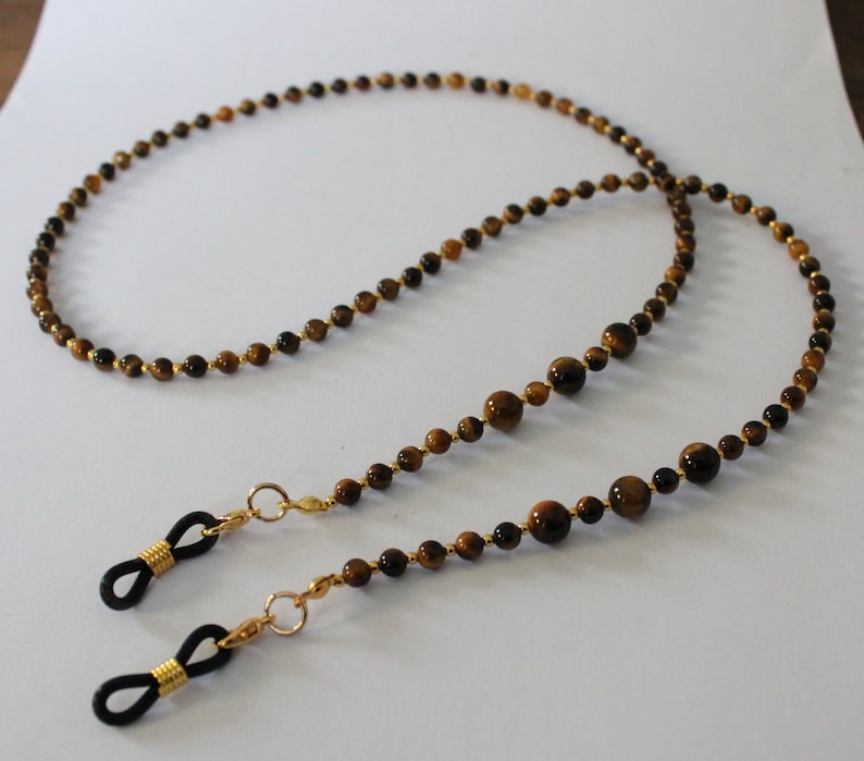 Tiger Eye Gemstone Glasses Chain, Tiger Eye Sunglasses Chain, Gemstone Spectacles Holder, Glasses Holder, Simply Gemstone Range image 1